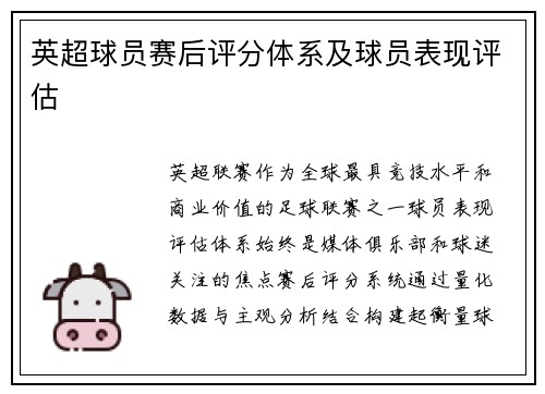 英超球员赛后评分体系及球员表现评估